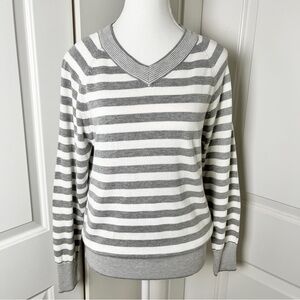 Maison Martin Margiela Academia Striped V-neck Pullover Sweater - Medium
